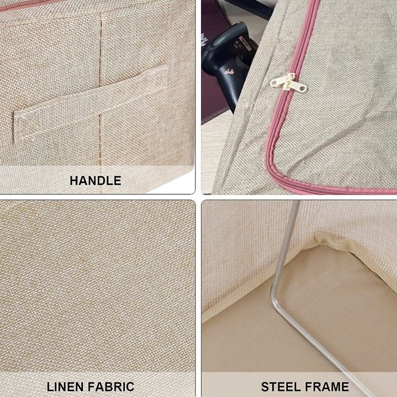 Linen Large Capacity Foldable Storage Box Organizer 3 Colors 1 PCS