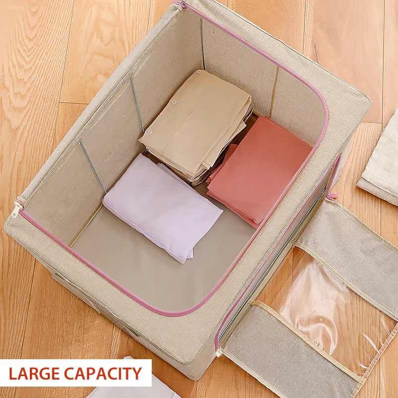 Linen Large Capacity Foldable Storage Box Organizer 3 Colors 1 PCS