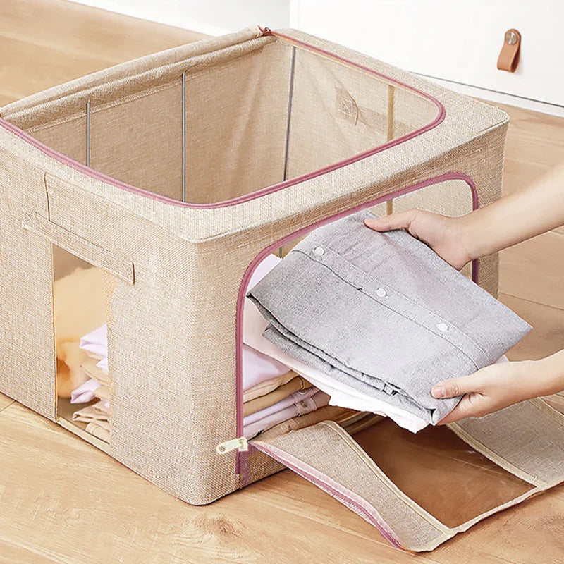 Linen Large Capacity Foldable Storage Box Organizer 3 Colors 1 PCS