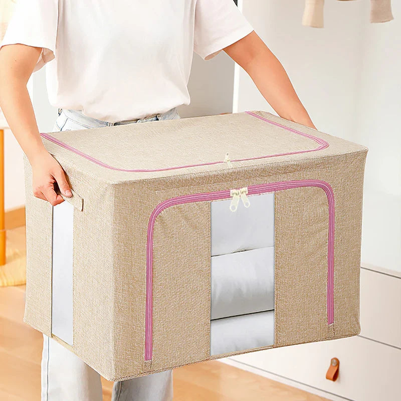 Linen Large Capacity Foldable Storage Box Organizer 3 Colors 1 PCS