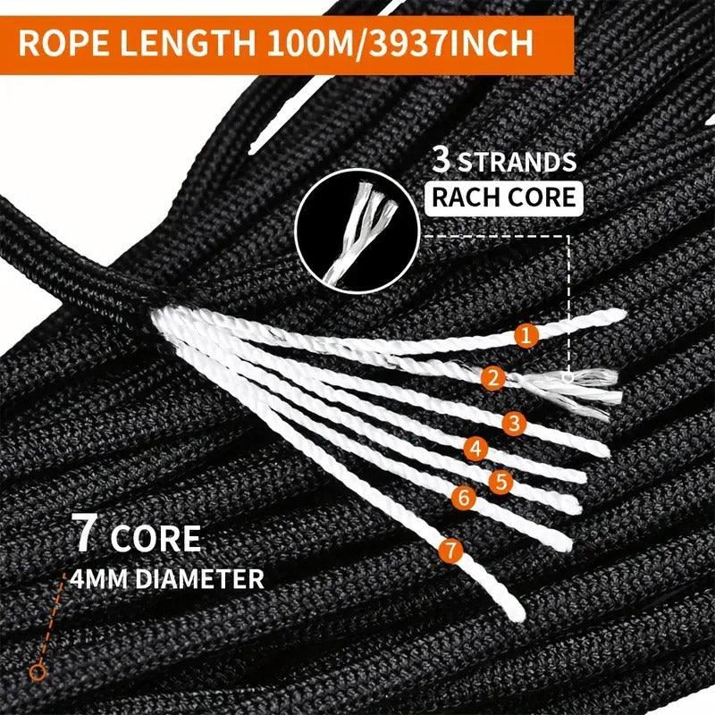 100m 9-Core Camping Rope – Durable Nylon for Outdoor & Survival Use