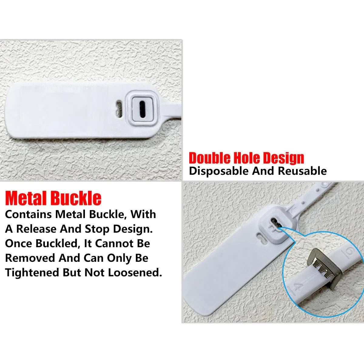 Secure your luggage, cargo, and storage with these durable plastic security seals. Featuring a tamper-evident metal clasp and adjustable fit for reliable protection.