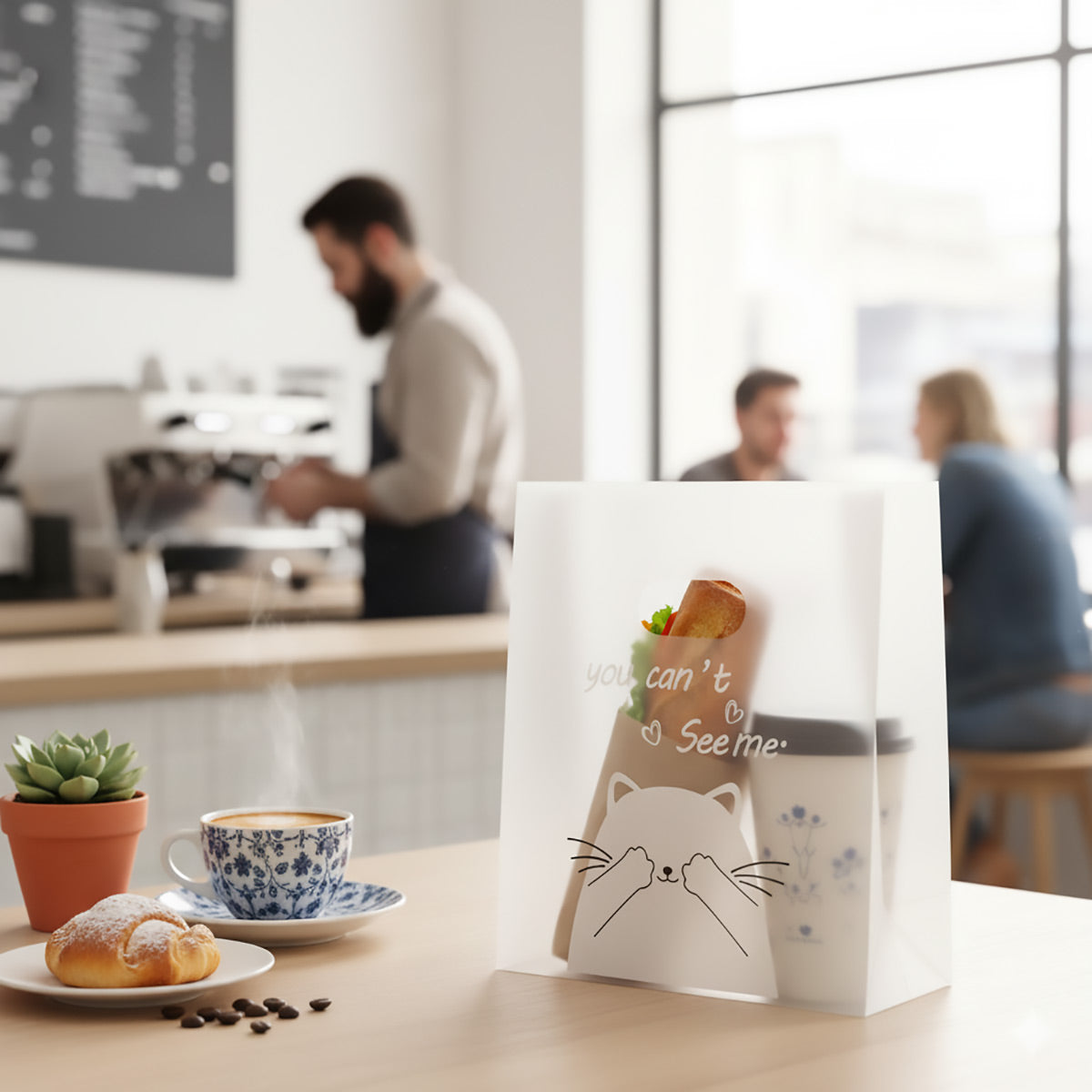 50PCS Frosted Plastic Gift Bags Reusable with Handle