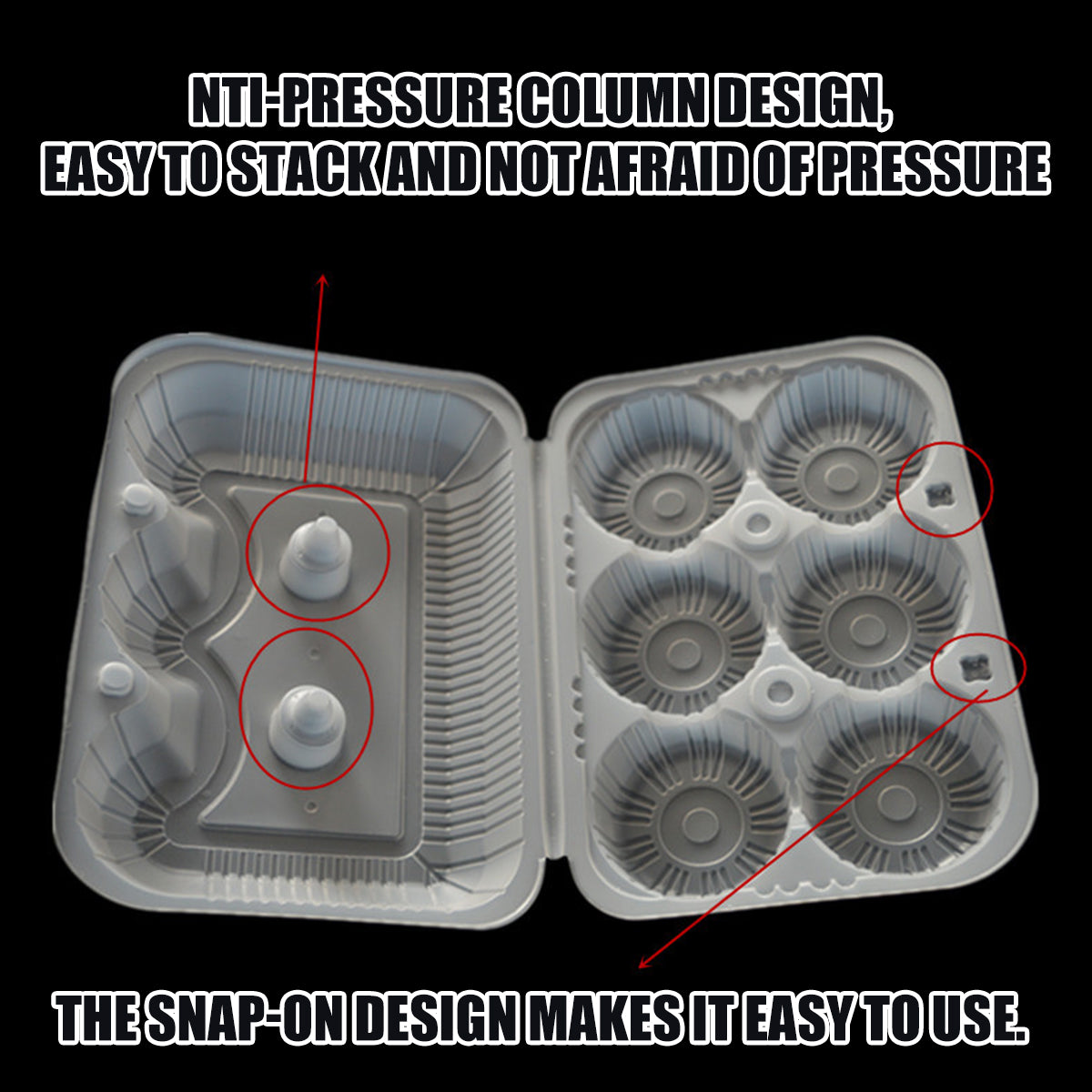 100PCS Disposable Food Containers 4 or 6 Grid Takeaway Meal Boxes