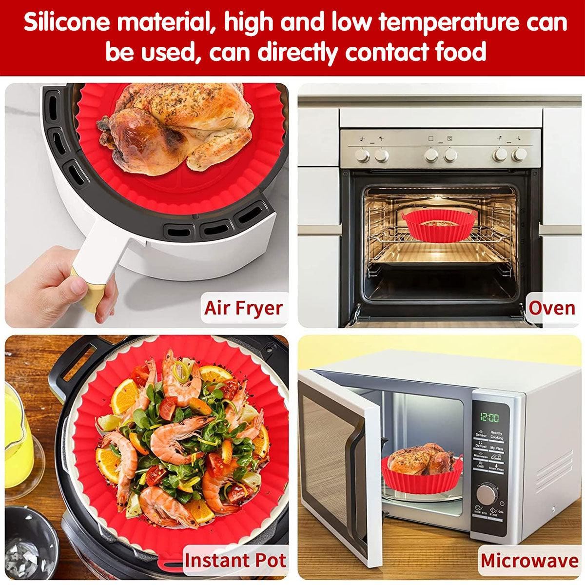 Round Silicone Air Fryer Baking Pan Tray 2PCS