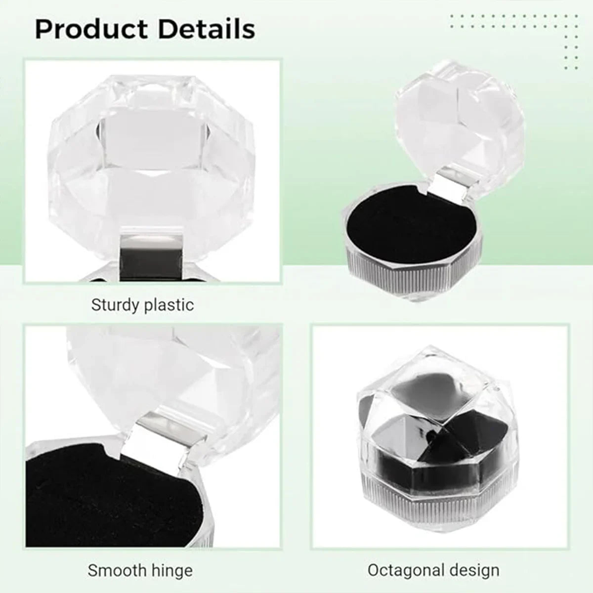 20pcs Acrylic Octagonal Jewelry Boxes for Rings Earrings