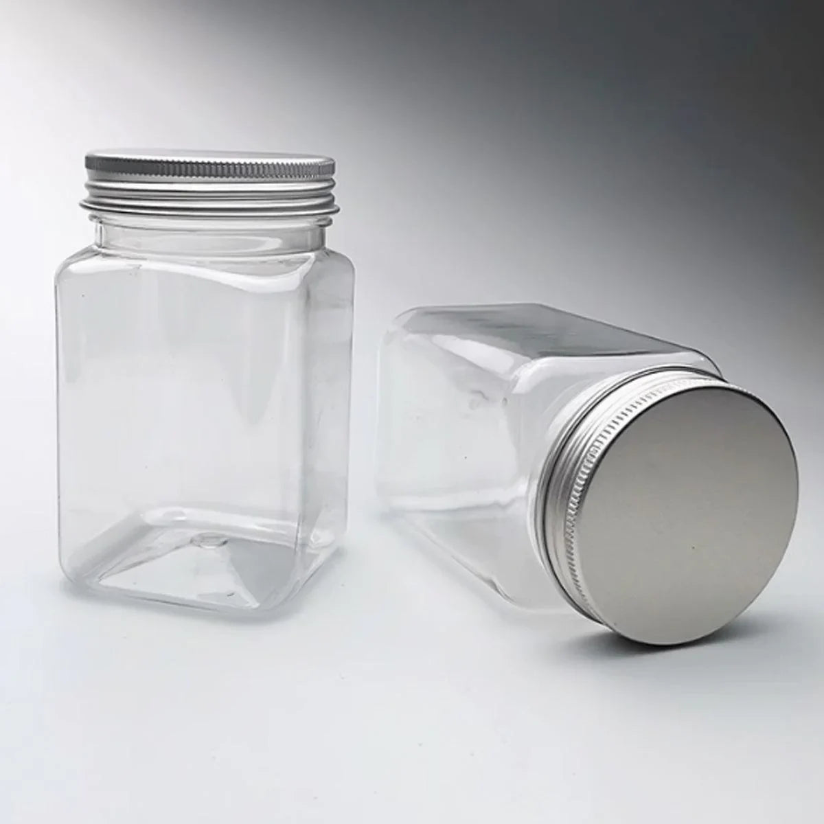 Square Transparent Plastic Aluminum Cap Sealed Jar 20PCS