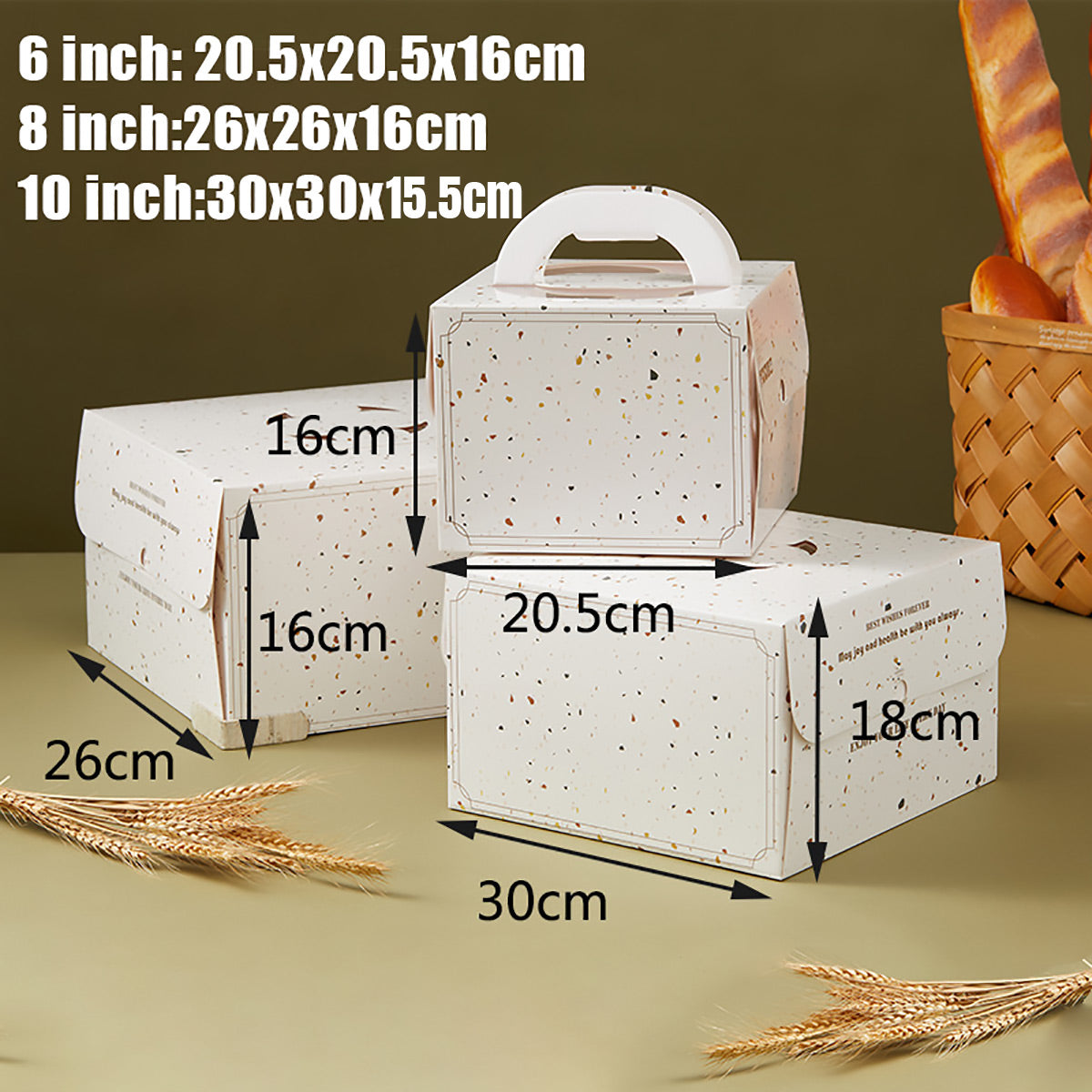 Portable Cake Boxes 20PCS 3Sizes Beige