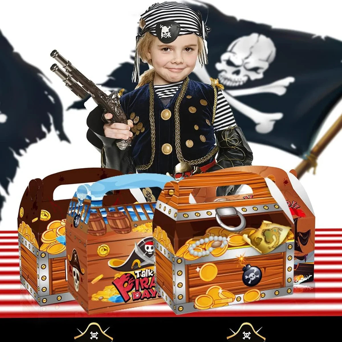Pirate Theme Party Carton Candy Box Gift Box 12PCS