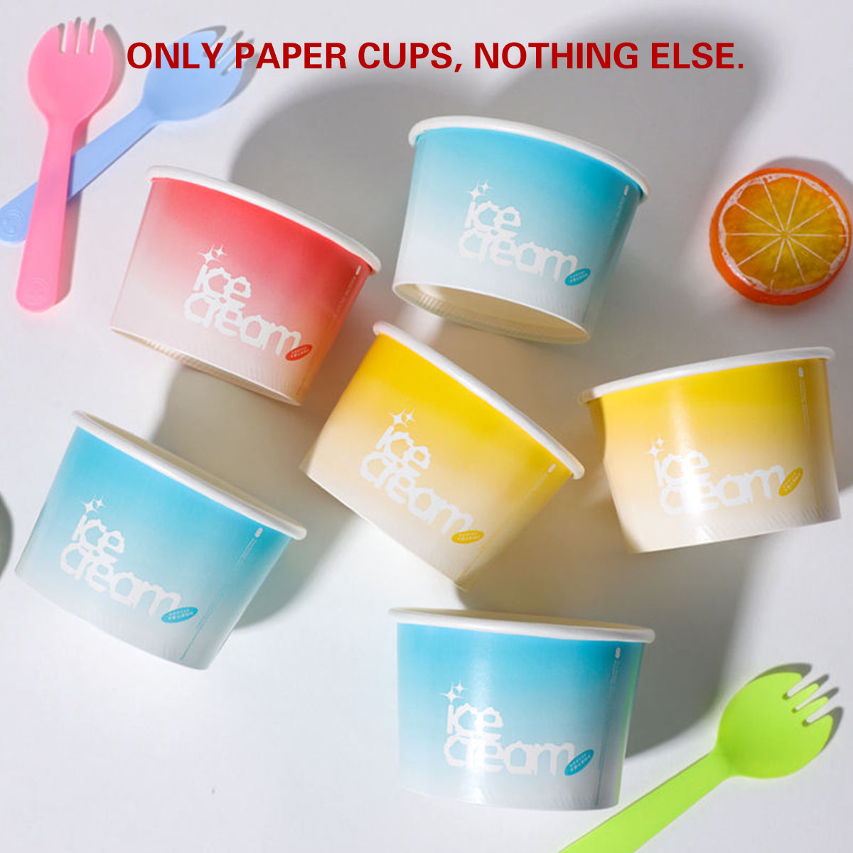 100PCS 4oz Ice Cream Paper Cups Food-Grade Waterproof Takeaway