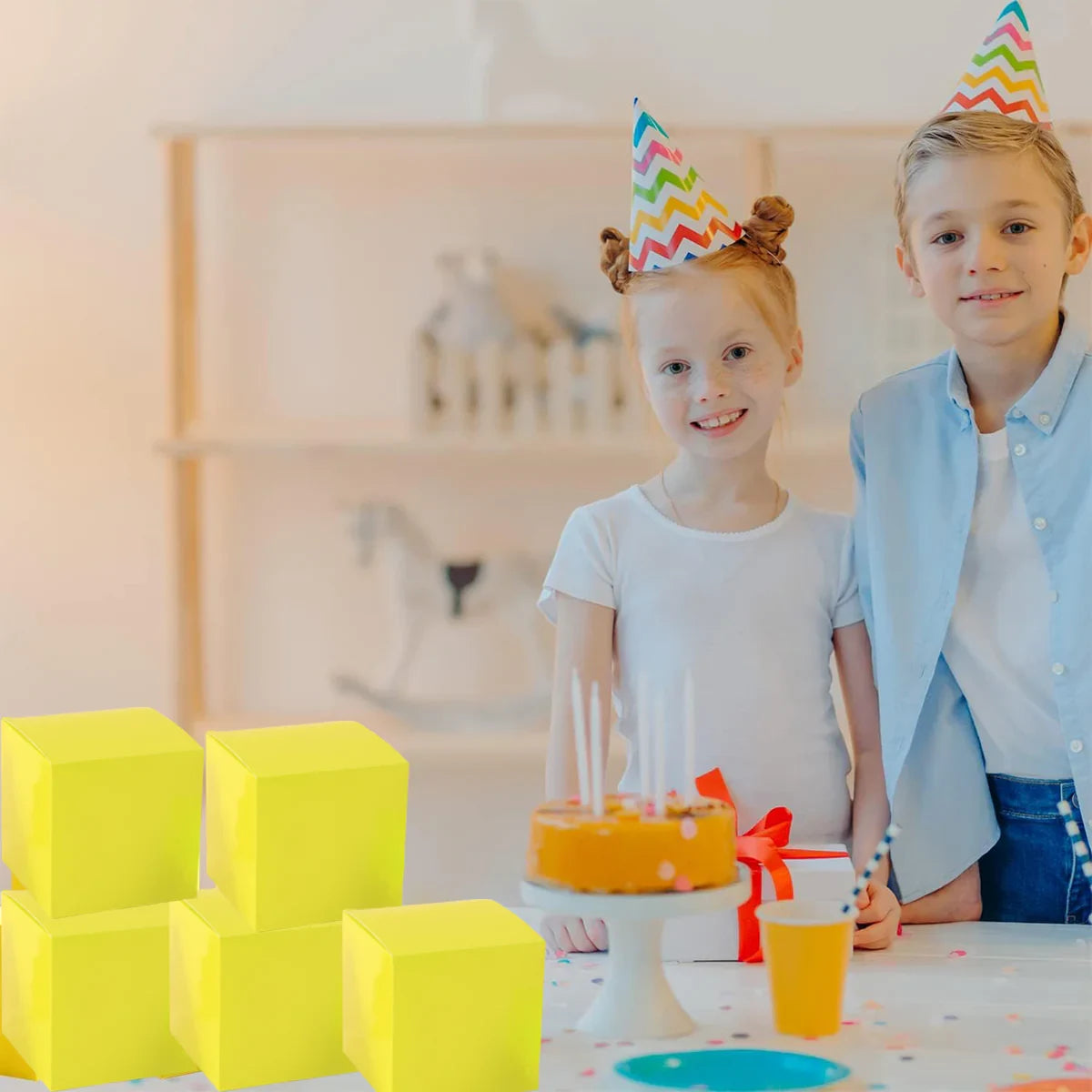 50pcs Colourful Square Paper Gift Packaging Boxes