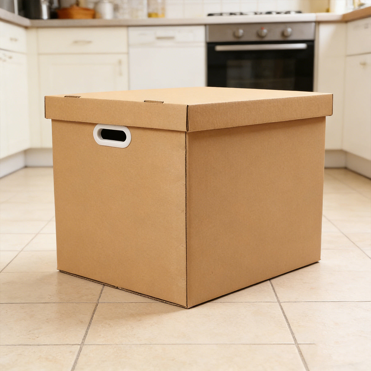 80L Kraft Paper Storage Boxes with Lid Stackable 5PCS