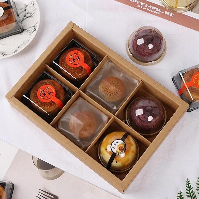 Elegant gift boxes with clear lid, perfect for showcasing moon cakes and cookies