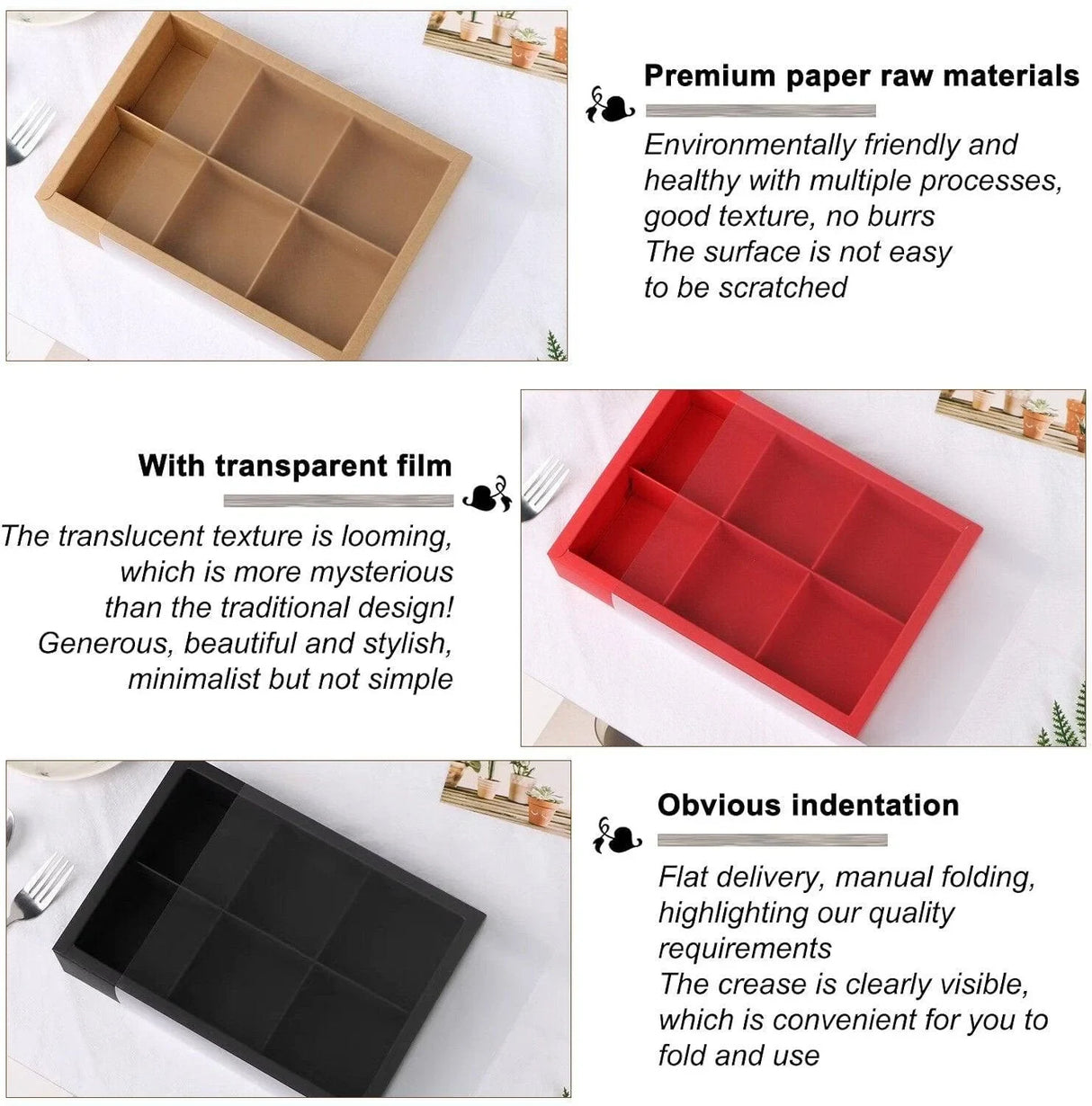 Elegant gift boxes with clear lid, perfect for showcasing moon cakes and cookies