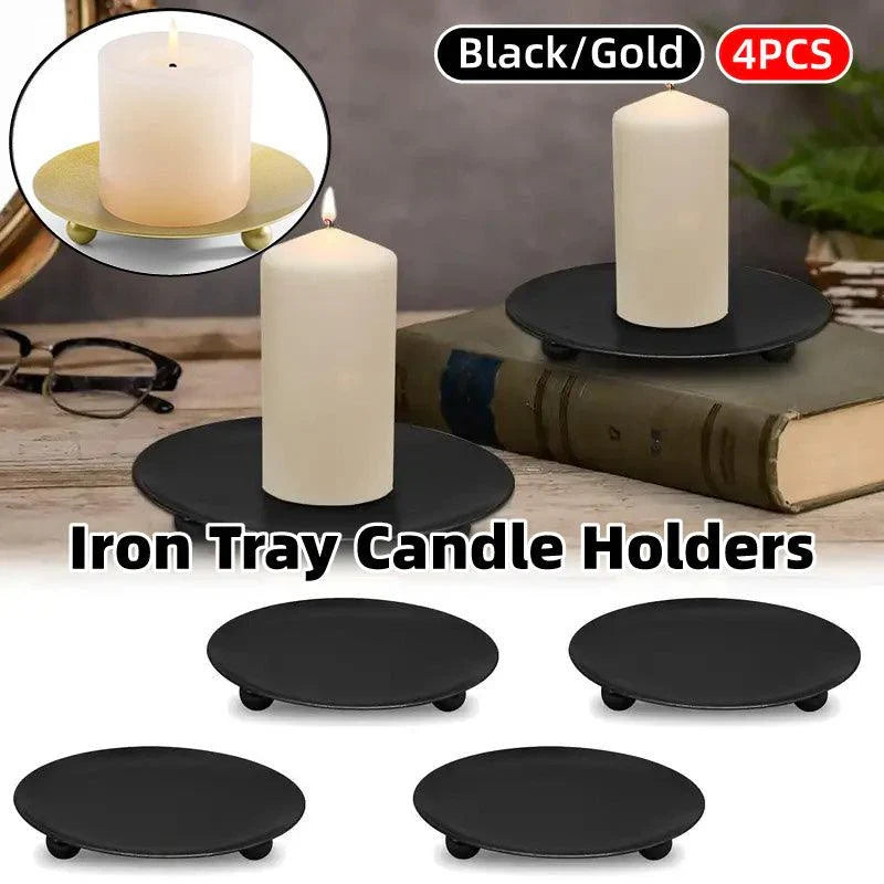 Iron Plate Candle Holder Aroma Base Tray 4PCS