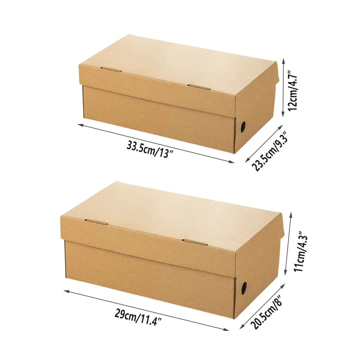 20pcs Kraft Paper Shoe Boxes Clamshell Storage Organizer