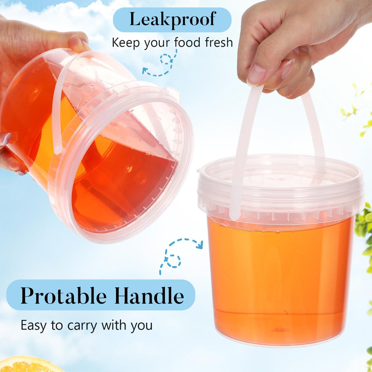 20PCS Food Grade Plastic Sealed Containers 750ml 1500ml Transparent Storage