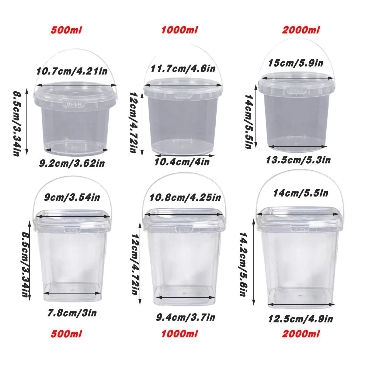 Plastic Round Bucket with Lid 20PCS