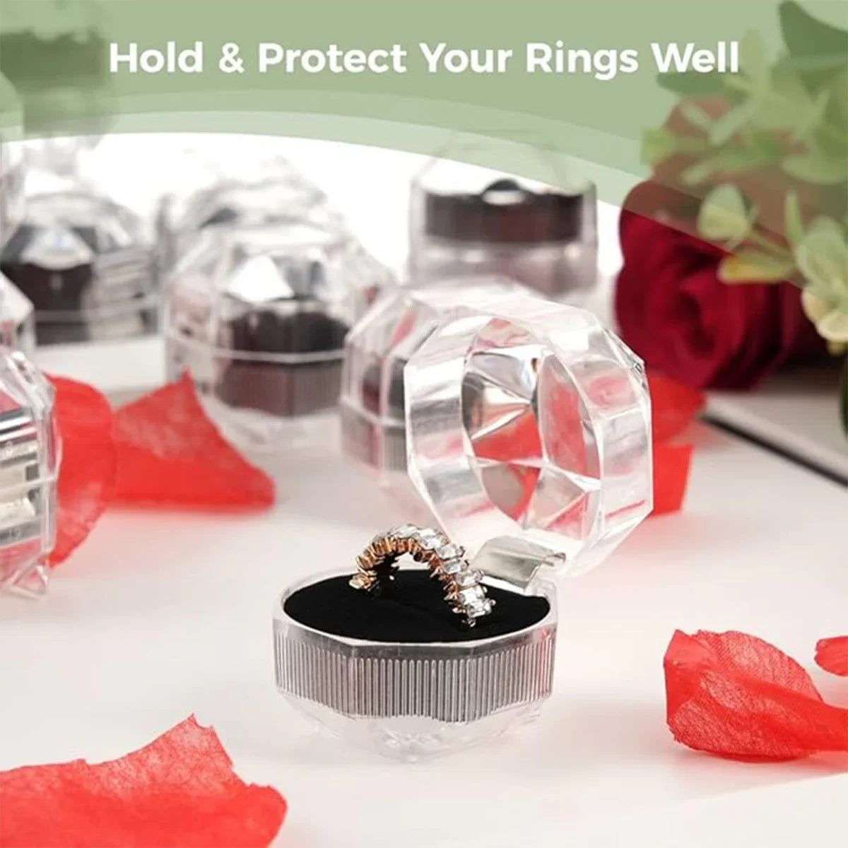 20pcs Acrylic Octagonal Jewelry Boxes for Rings Earrings