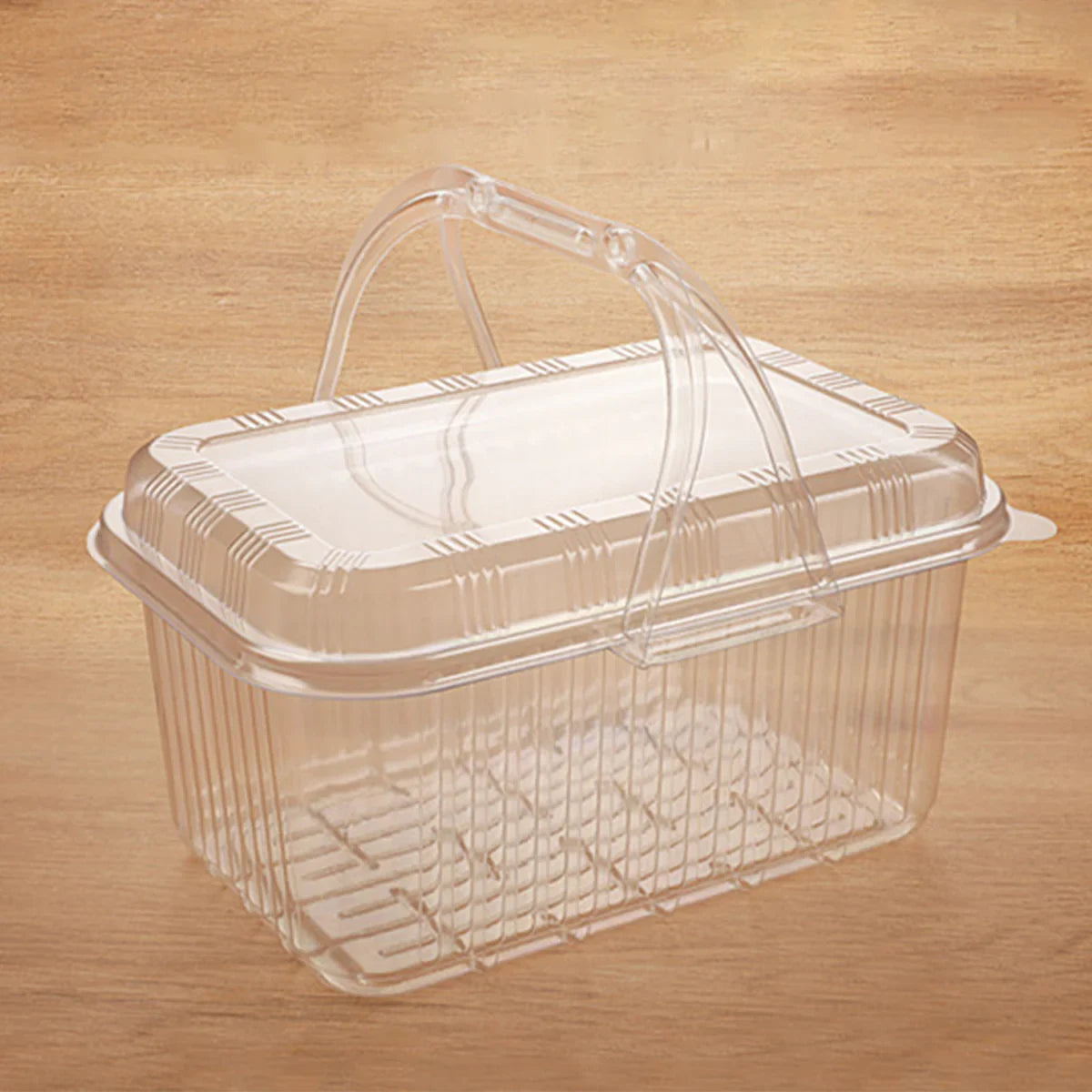 20pcs Transparent Plastic Fruit Boxes Handbasket Style