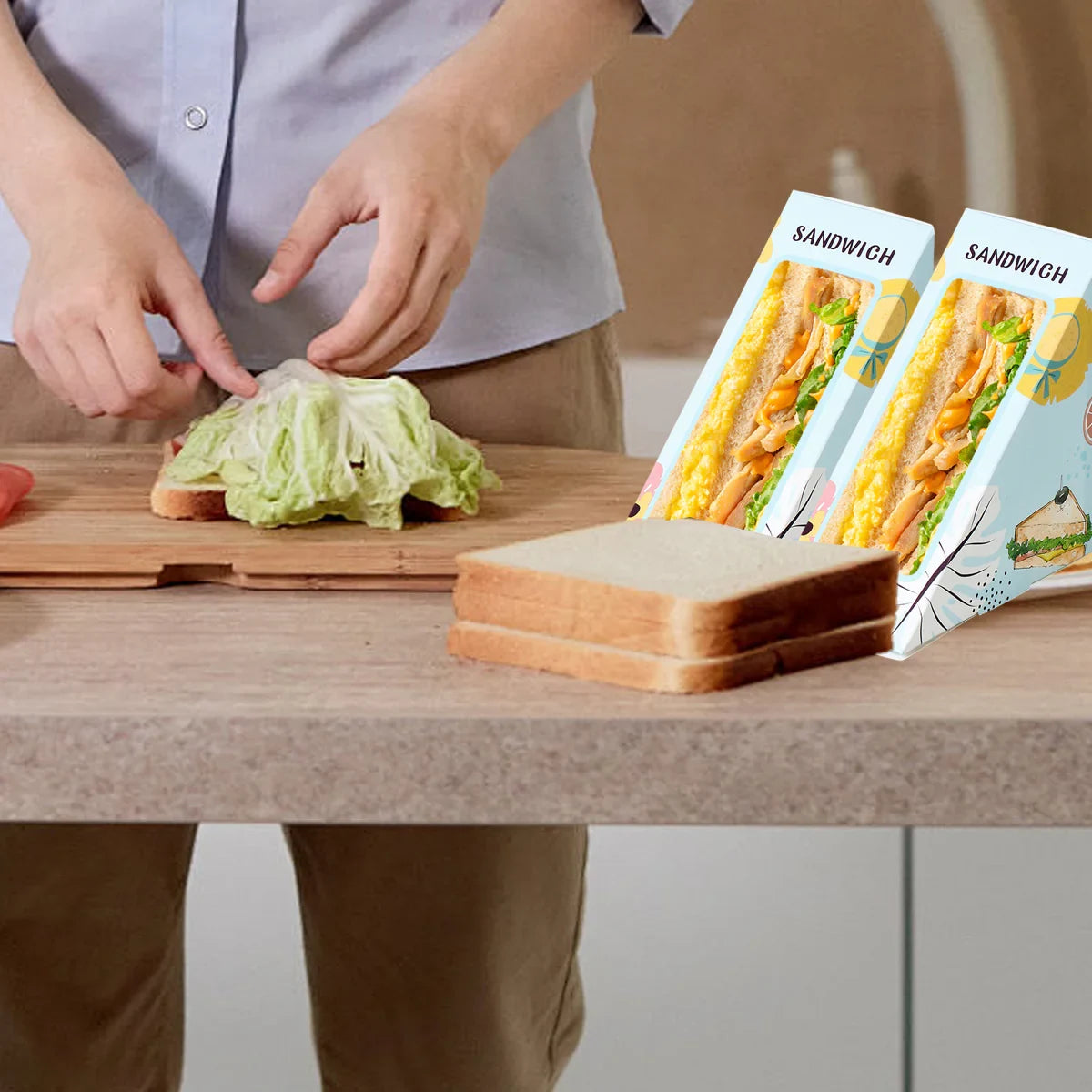 Triangle Sandwich Boxes Kraft Packing 100PCS