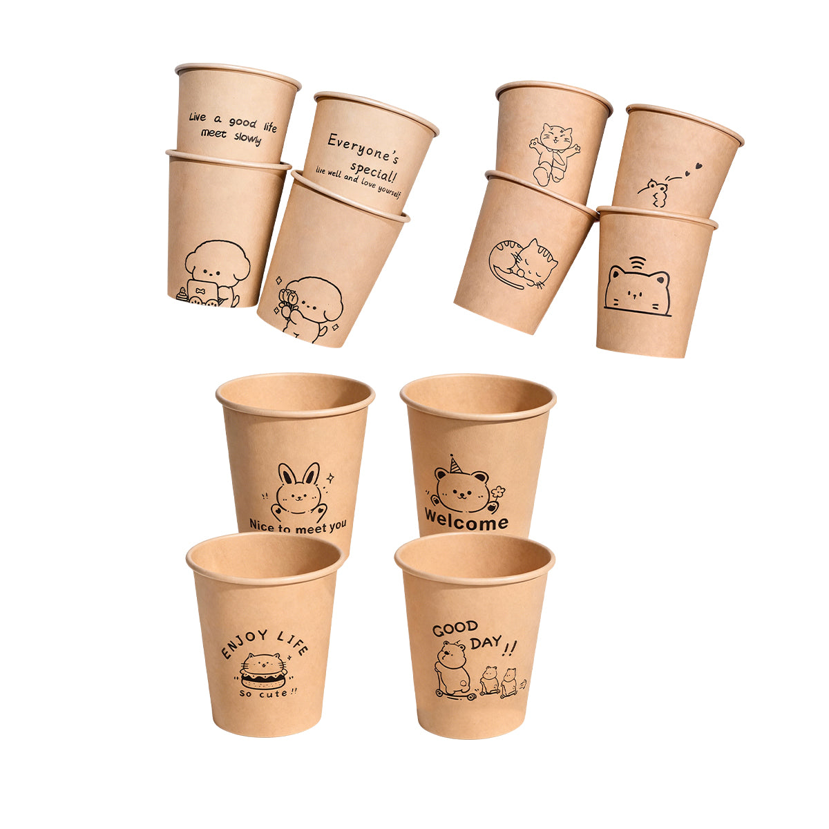300PCS Disposable Paper Cups 250ml Food-Grade Leakproof