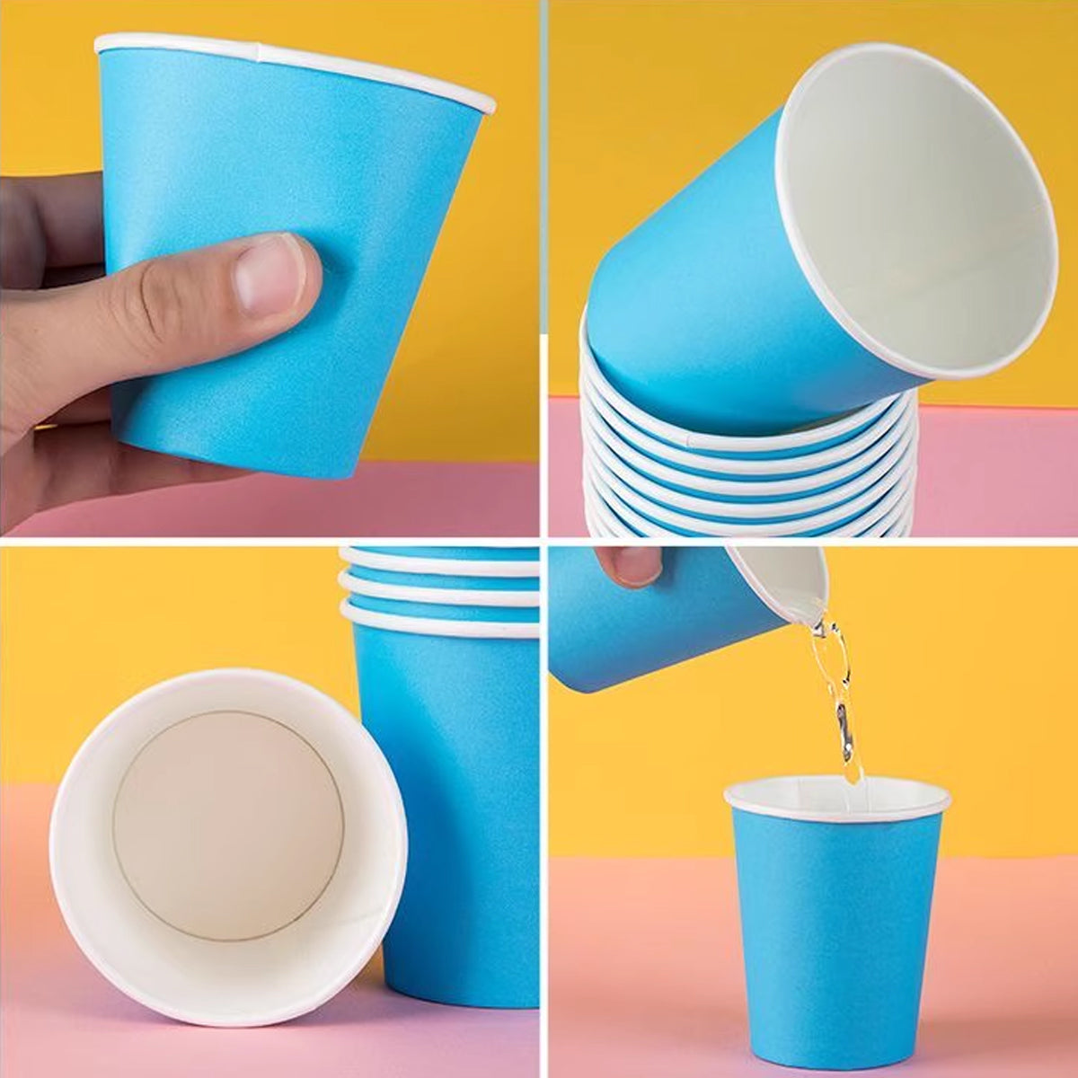 300PCS 6 Colours Disposable Paper Cups Food-Grade Hot and Cold