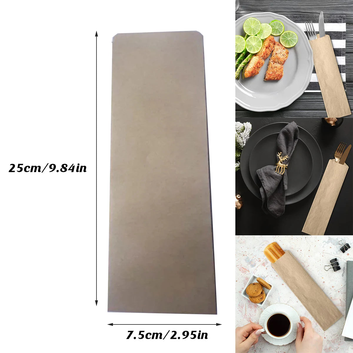 100pcs Paper Cutlery Bags Utensil Pouches for Restaurant