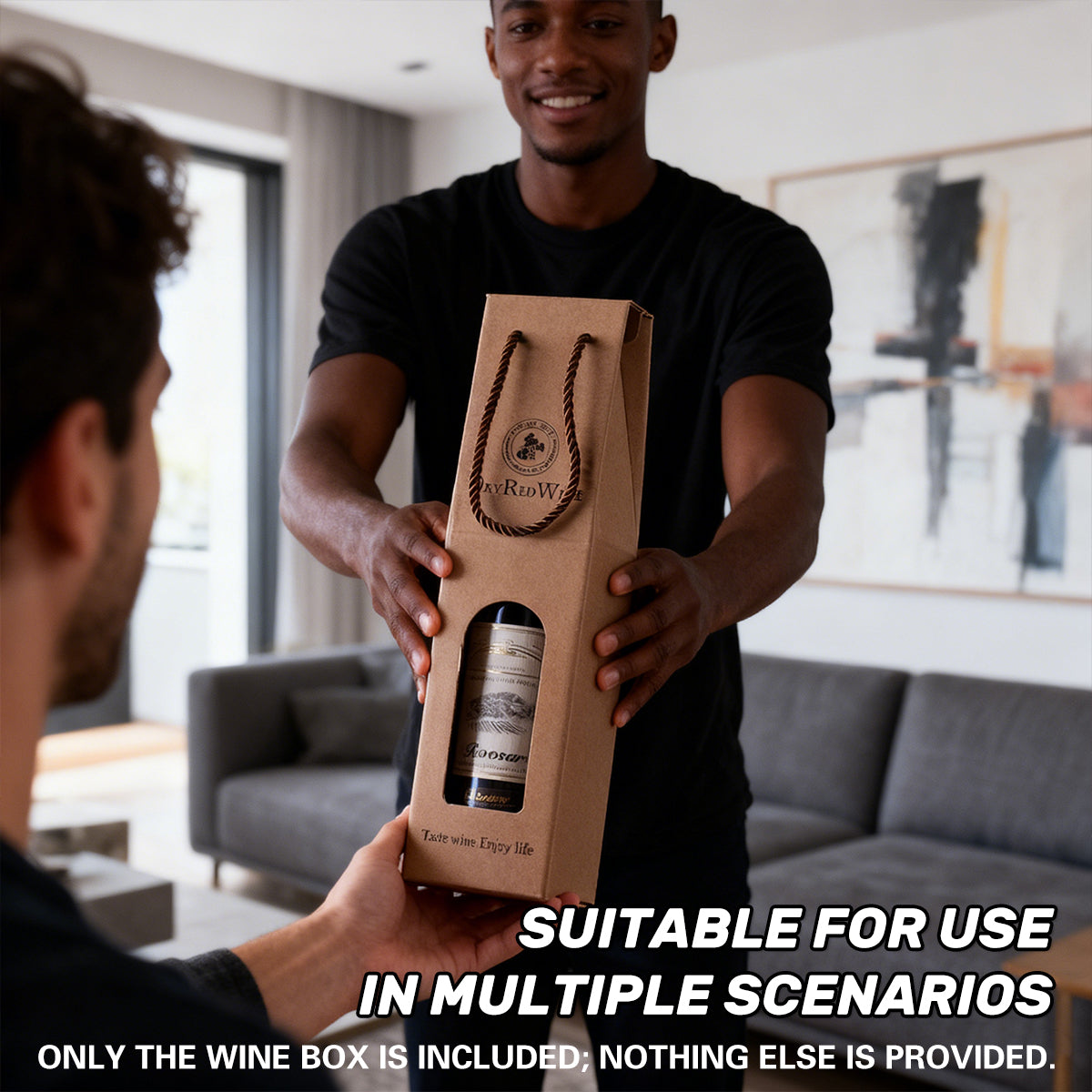 Handheld Wine Gift Box Single or Double Bottles Corrugated Cardboard Durable