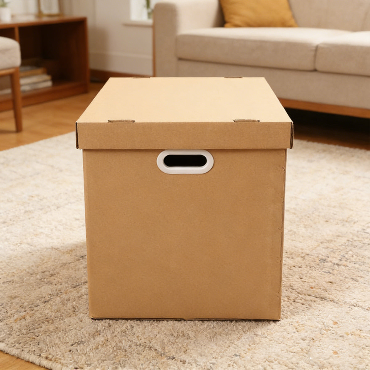 80L Kraft Paper Storage Boxes with Lid Stackable 5PCS