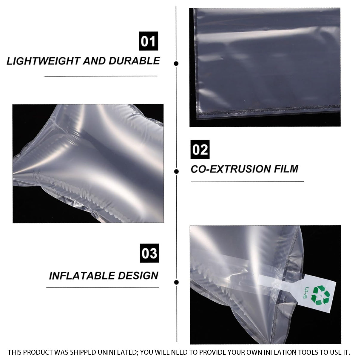 100PCS Inflatable Cushioning Bags Shockproof Clear Packaging