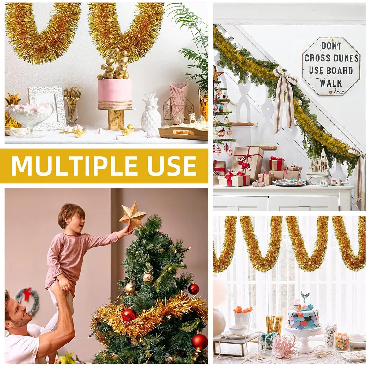 10pcs Striped Christmas Ornament Set Holiday Decor