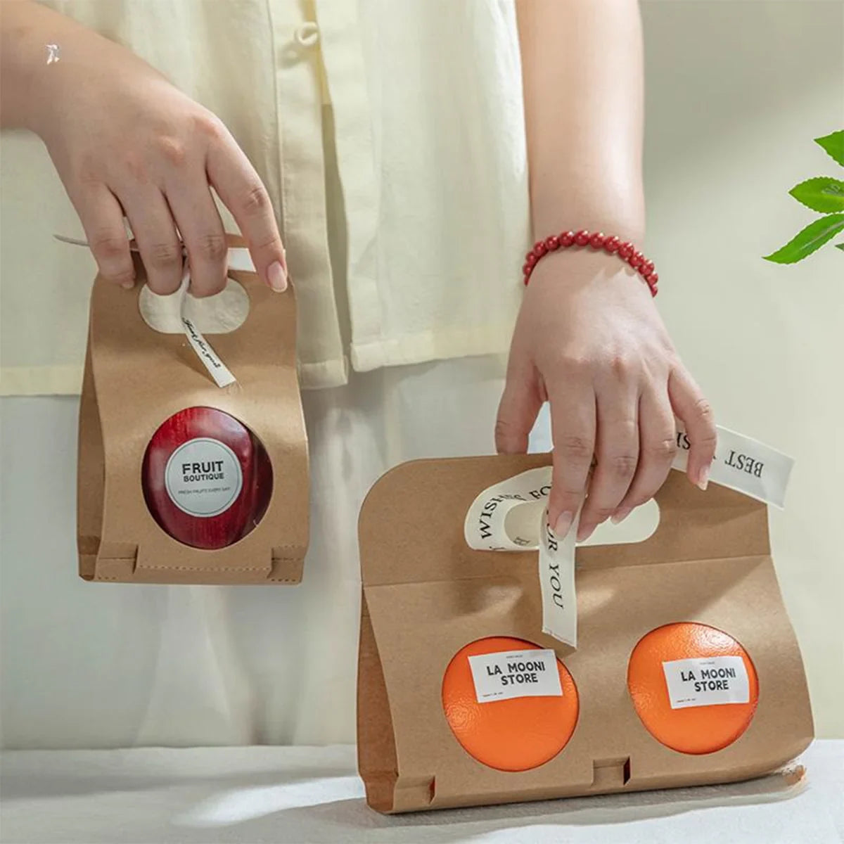 50pcs Kraft Paper Gift Boxes with Single Double Handle