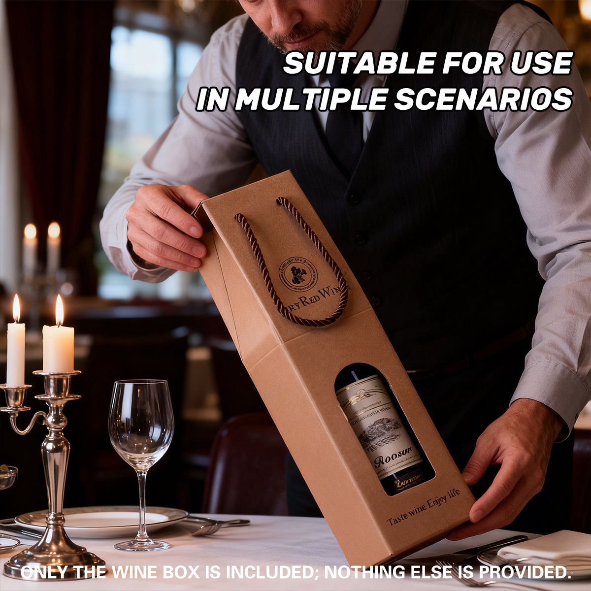 Handheld Wine Gift Box Single or Double Bottles Corrugated Cardboard Durable