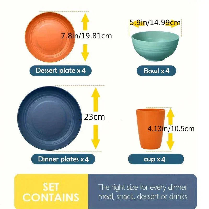 Wheat Straw Dinnerware Set 16PCS