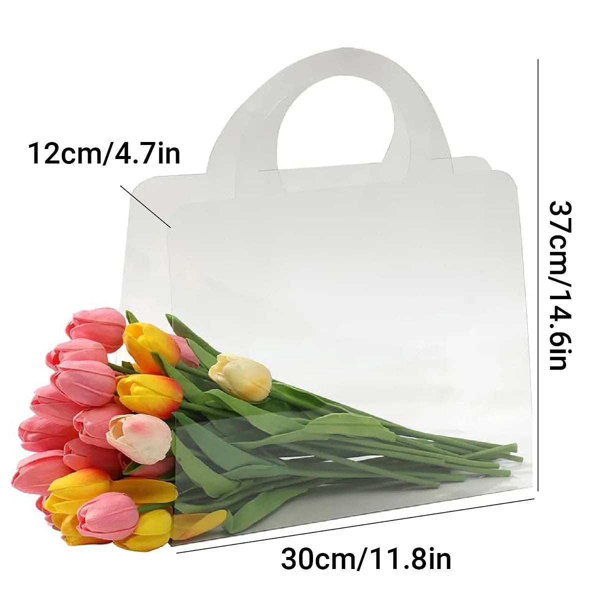 Transparent Flower Handbags PET Floral Display 10PCS
