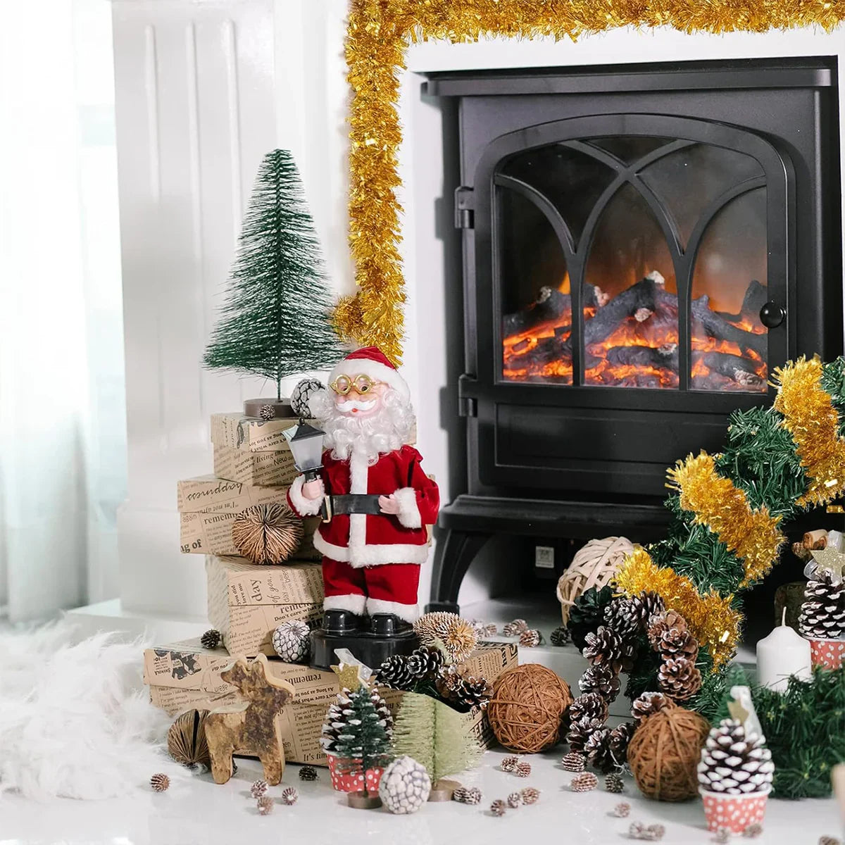 10pcs Striped Christmas Ornament Set Holiday Decor