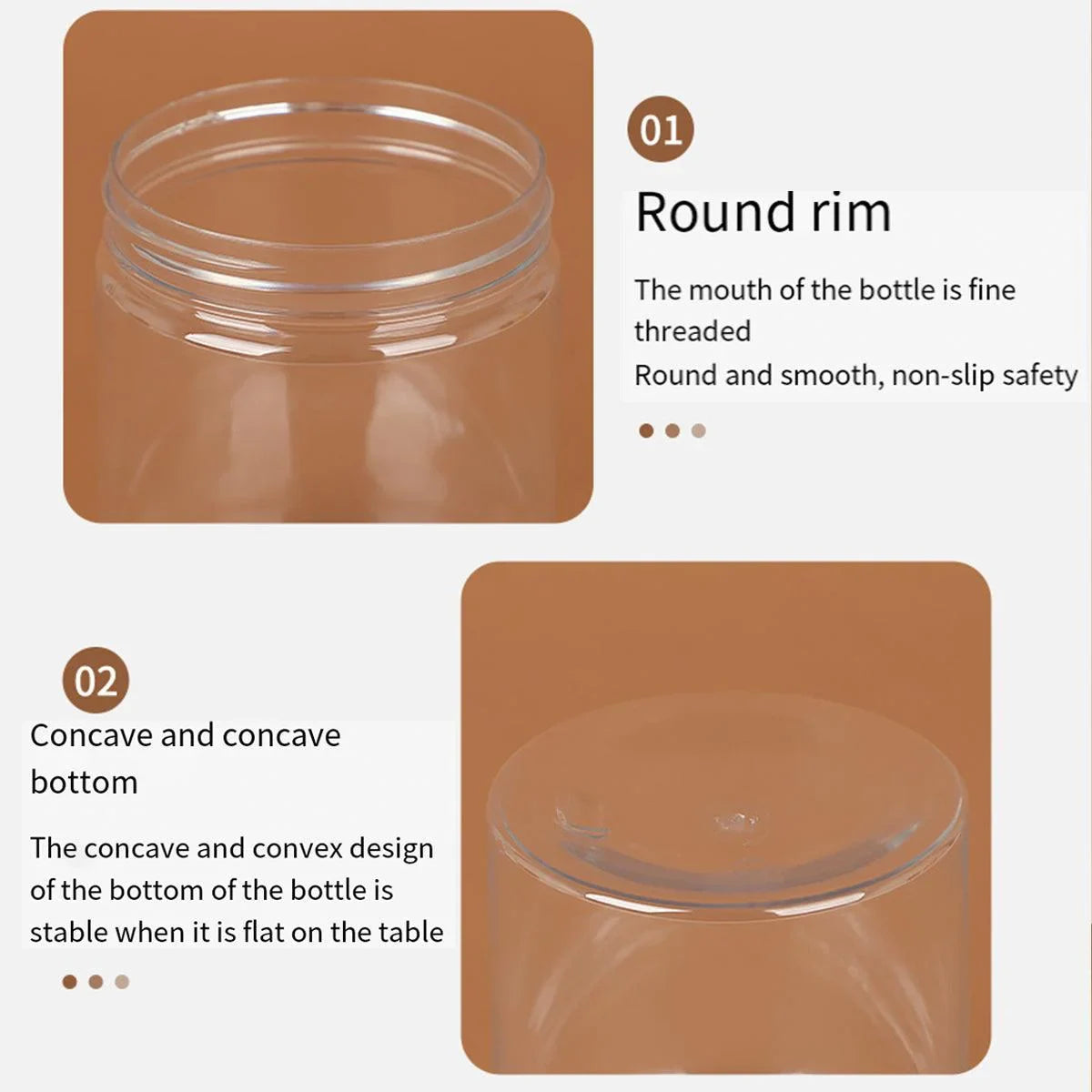 Plastic Food Bottles Transparent Sealed Storage Tanks 50PCS