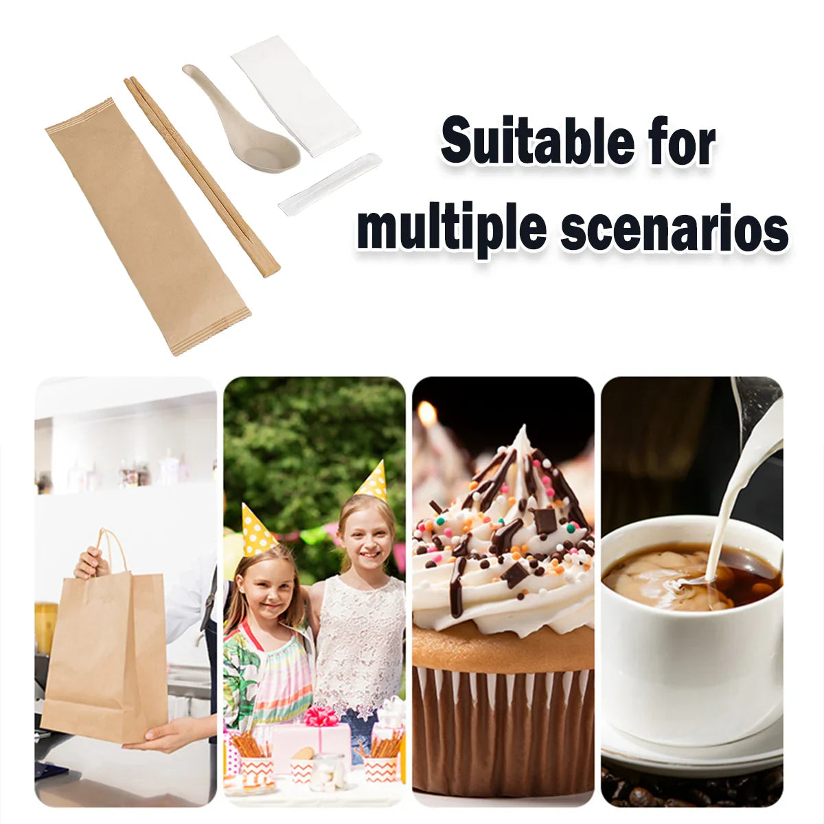 100pcs Disposable Chopsticks 4-Pair Packs for Home Restaurant