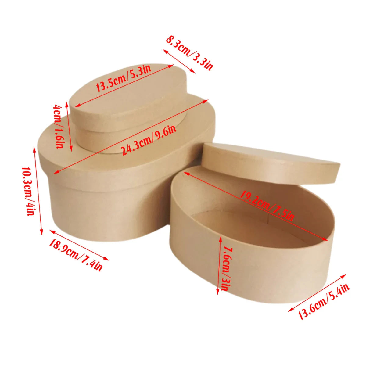 5pcs Oval Paper Gift Boxes for Packaging Display