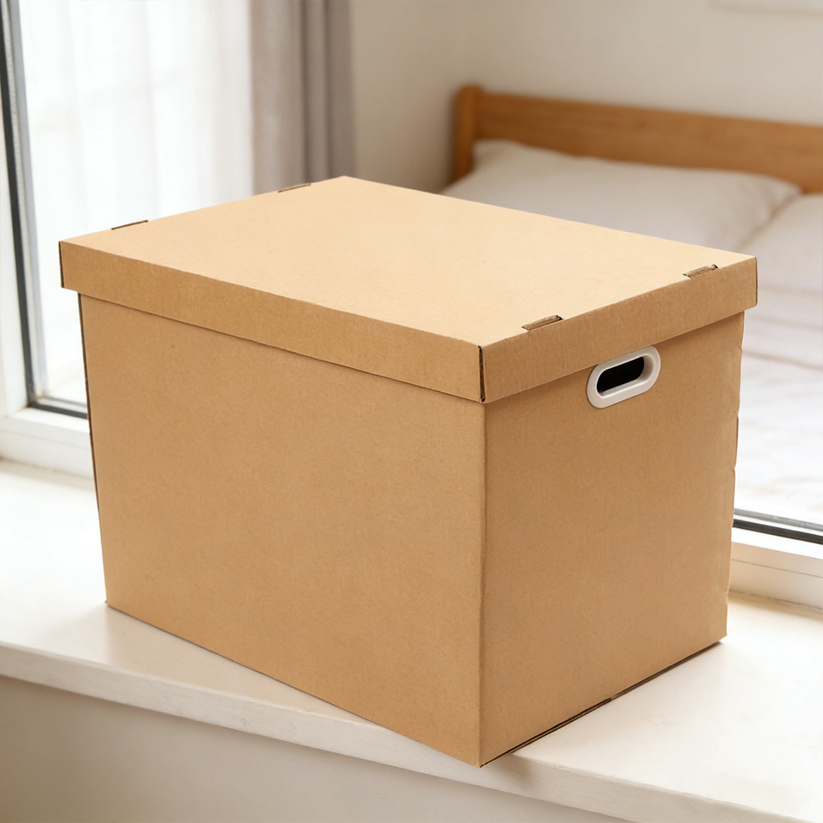 80L Kraft Paper Storage Boxes with Lid Stackable 5PCS