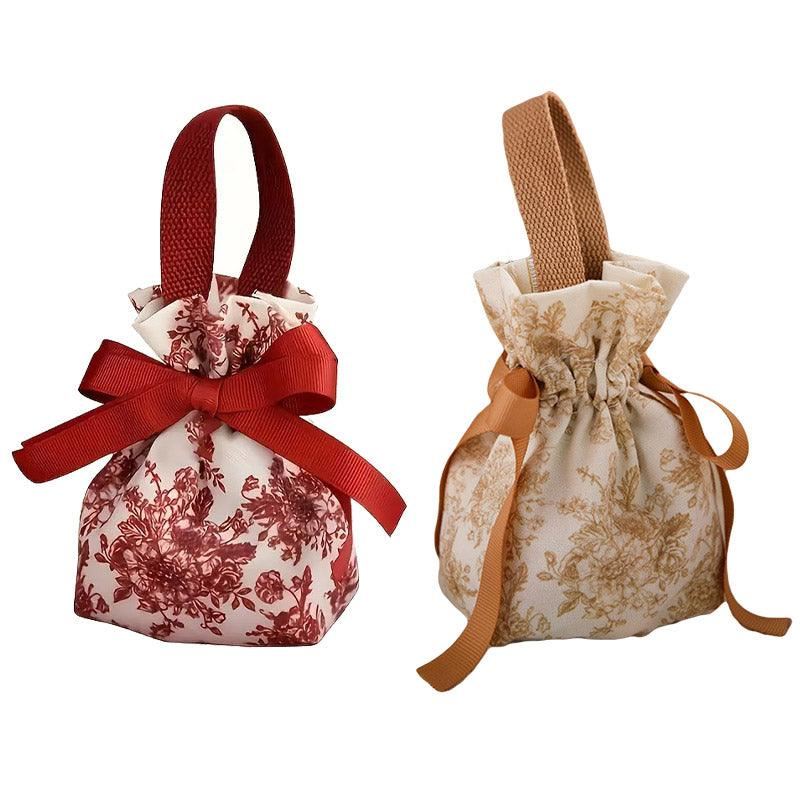 Wedding Canvas Drawstring Candy Bags Party Favors 10PCS