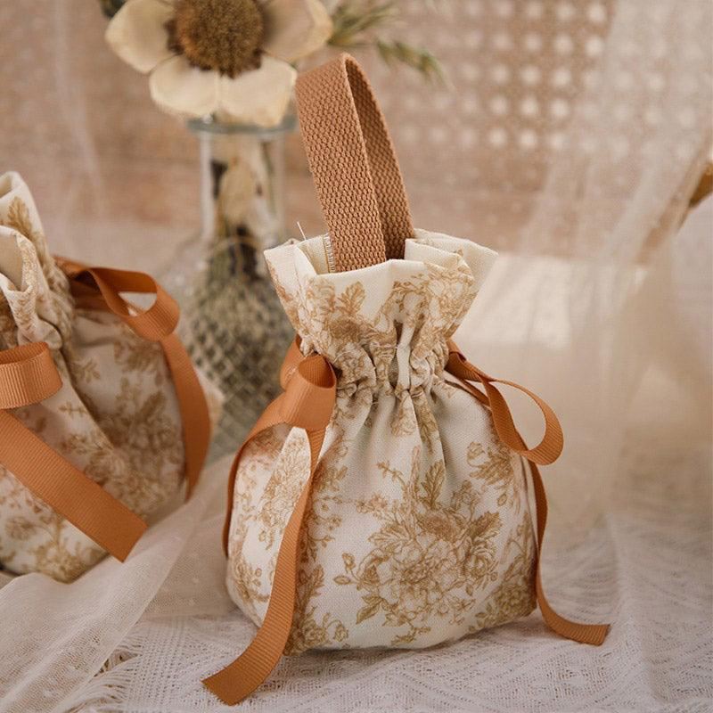 Wedding Canvas Drawstring Candy Bags Party Favors 10PCS