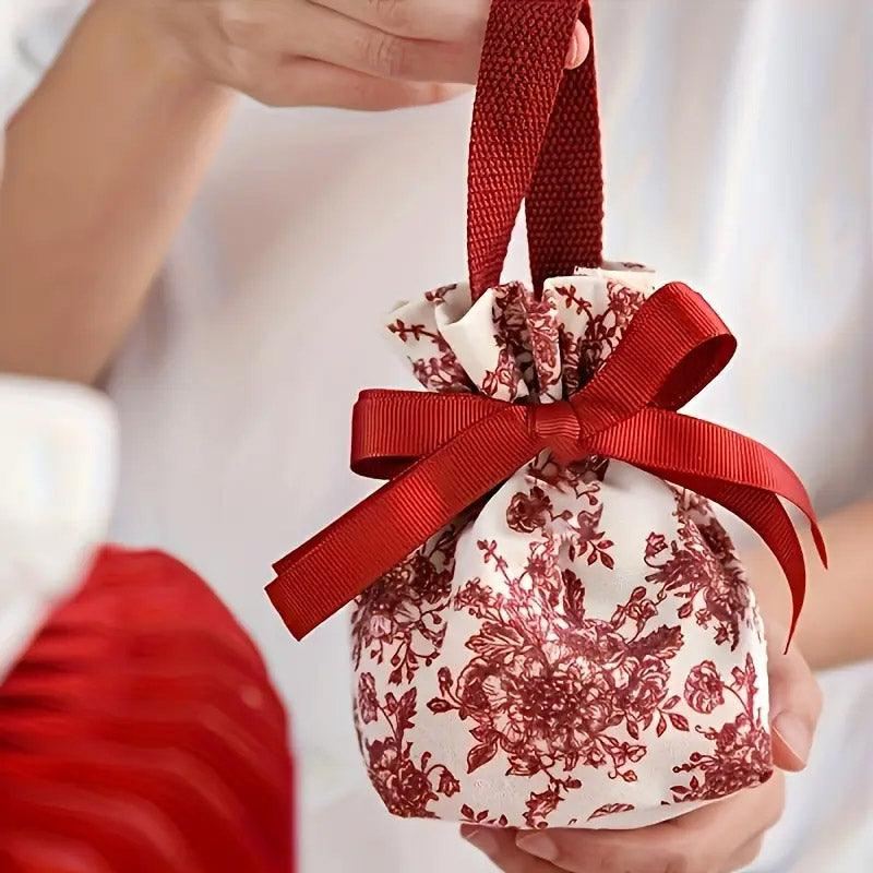 Wedding Canvas Drawstring Candy Bags Party Favors 10PCS