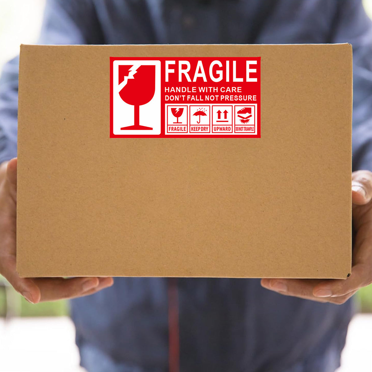 Fragile Warning Self-Adhesive Shipping Stickers Handle With Care Labels
