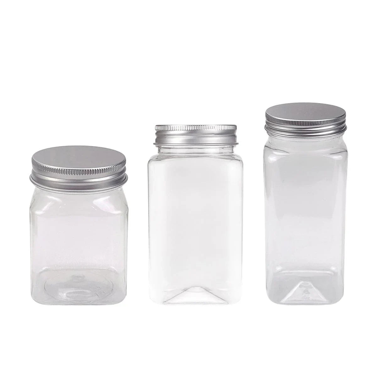 Square Transparent Plastic Aluminum Cap Sealed Jar 20PCS