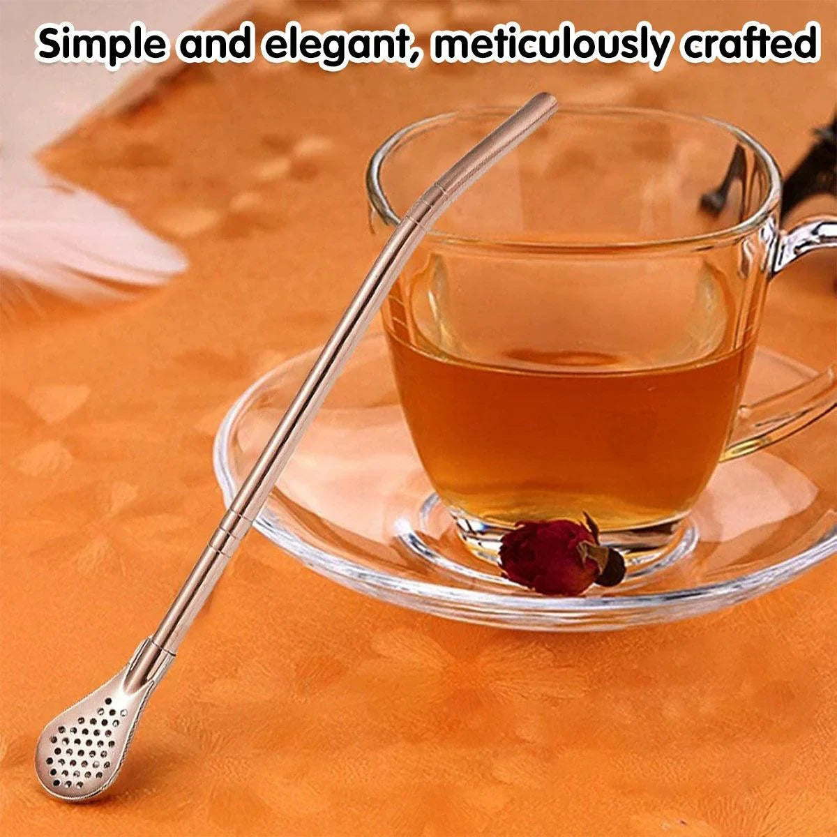 Straw Spoon Drink Strainer Stirrer 5PCS