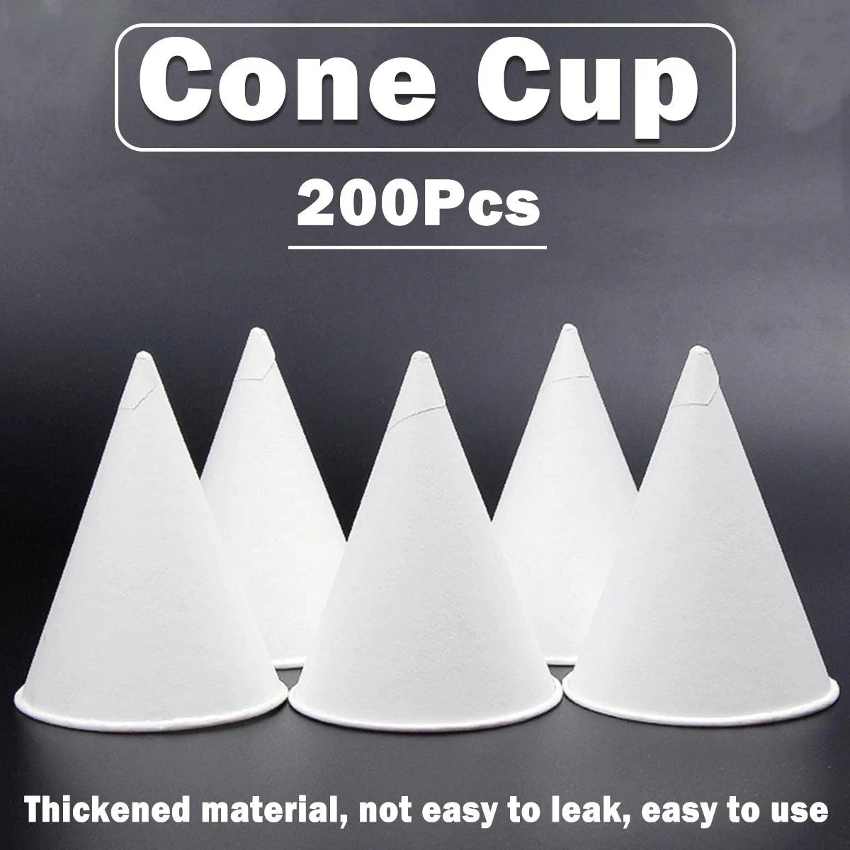 White Paper Cup Conical Pointed Bottom 200PCS