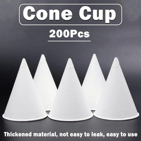 White Paper Cup Conical Pointed Bottom 200PCS