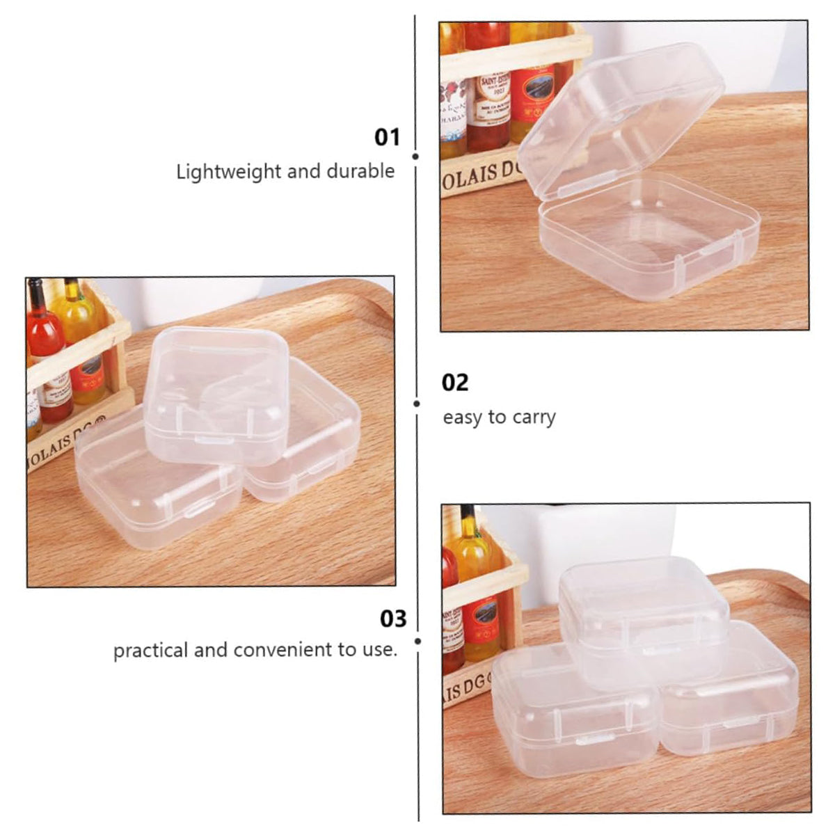 100PCS Clear Square Storage Boxes with Snap Lid for Small Parts Packaging